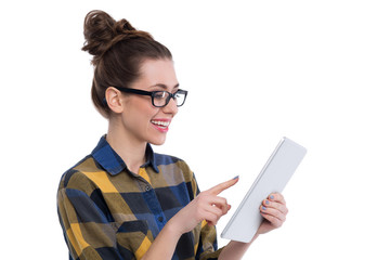 Wall Mural - young woman using digital tablet