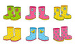 Set of color rubber boots 