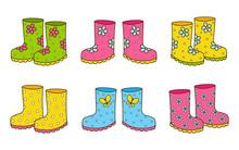 Set Of Color Rubber Boots 