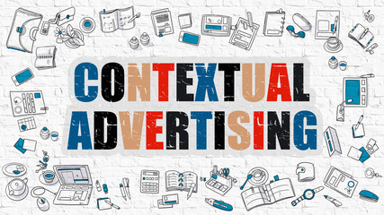 Wall Mural - contextual advertising concept. contextual advertising drawn on white wall. contextual advertising i