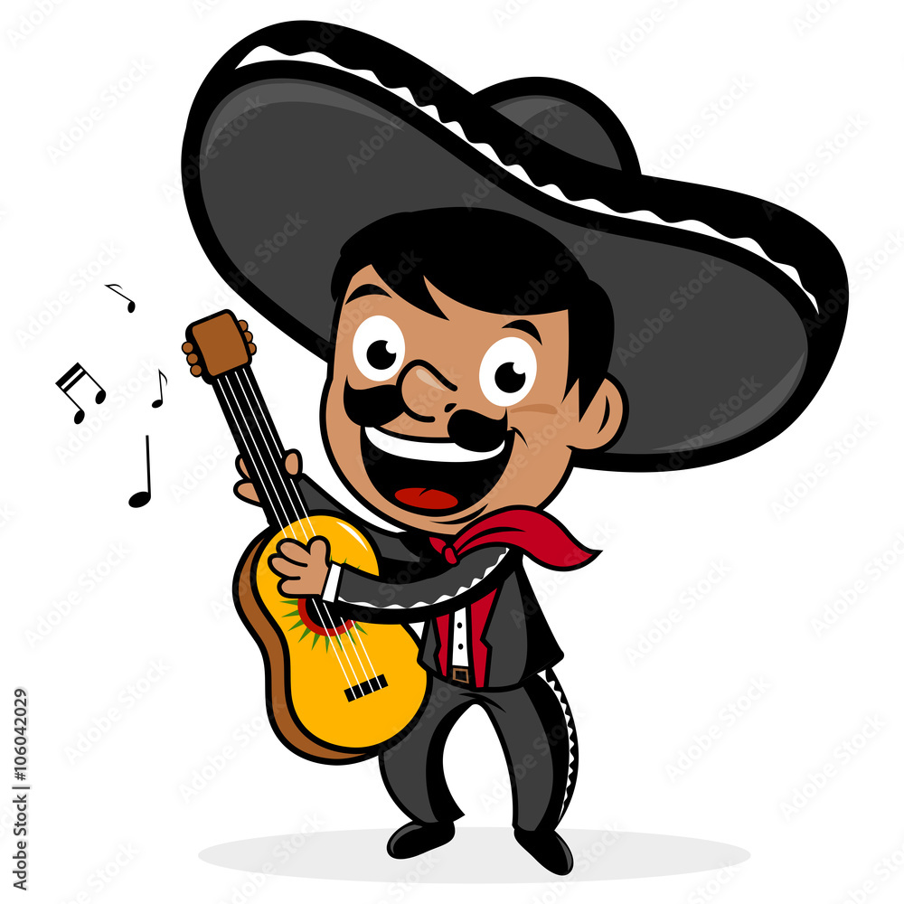 Mexican mariachi man playing the guitar. Vector illustration Stock Vector |  Adobe Stock, image size:1000x1000