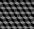 Abstract 3d cubes geometric seamless pattern in black and white, vector