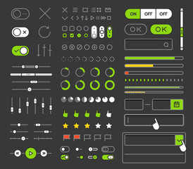 Aufkleber - Different style trendy interface vector elements and pictograms