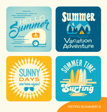 Summer Retro Design Elements For Cards, Banners, Tshirts