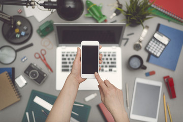 Wall Mural - messy office smartphone mockup