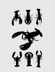 Canvas Print - Rock Lobster Silhouettes, art vector design