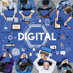 Wall Mural - digital internet media technology worldwide concept
