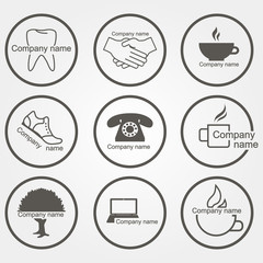 Wall Mural - set of different logos on a gray background