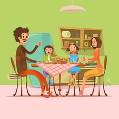 Sticker - Family Having Meal Illustration 