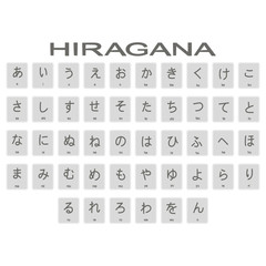 Set of monochrome icons with japanese alphabet hiragana for your design