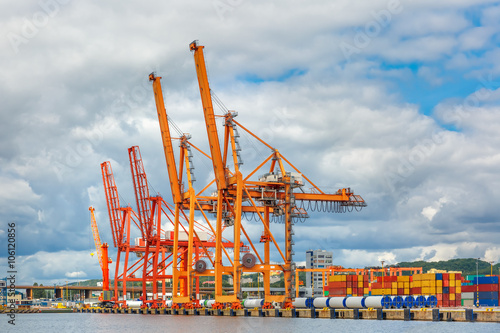 Sea cargo port and container terminal of Gdynia, Baltic, Poland