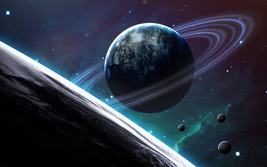 universe scene with planets, stars and galaxies in outer space showing the beauty of space explorati