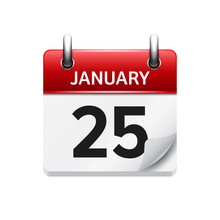January 25. Vector Flat Daily Calendar Icon. Date And Time, Day, Month. Holiday.
