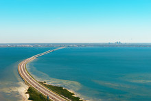 Aerial View Of Highway 275 Crossing Old Tampa Bay Leading To Tampa, Florida