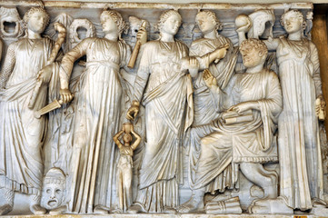Wall Mural - Bas-relief and sculpture of ancient Roman Gods