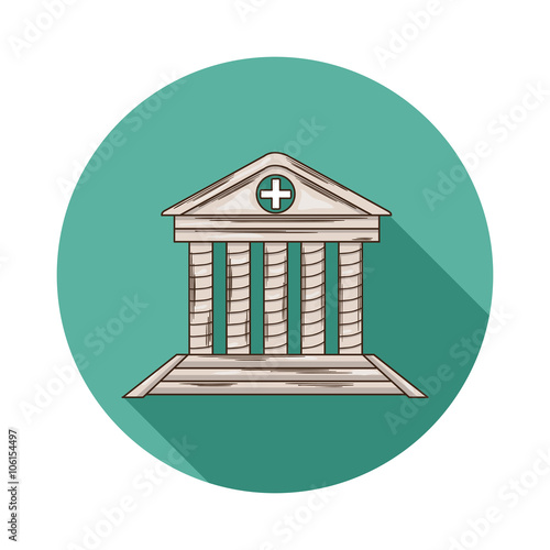 Hospital Icon Vector Hospital Icon Isolated With Shadow Hand Draw
