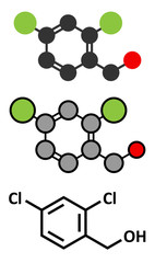 Wall Mural - 2,4-dichlorobenzyl alcohol antiseptic drug molecule.