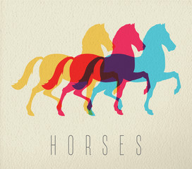 Sticker - Colorful horse silhouette on paper background