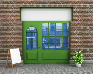 Shop Front. Exterior horizontal windows empty for your store pro