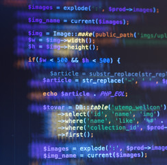 Wall Mural - php code on dark background
