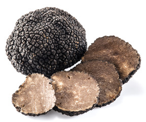 Sticker - Black truffles isolated on a white background.