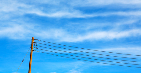 Wall Mural - in oman the electric cable wood pylon energy and current line