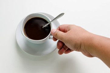 Cup of coffee on a wooden table