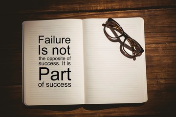 composite image of success quote on book