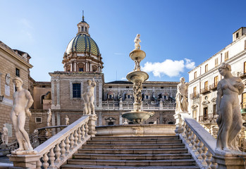 Palermo sculptural Fontain Pretoria, Sicily, Italy.