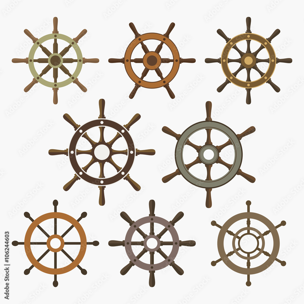 Ship Helm Vector Icons Set Stock Vector | Adobe Stock
