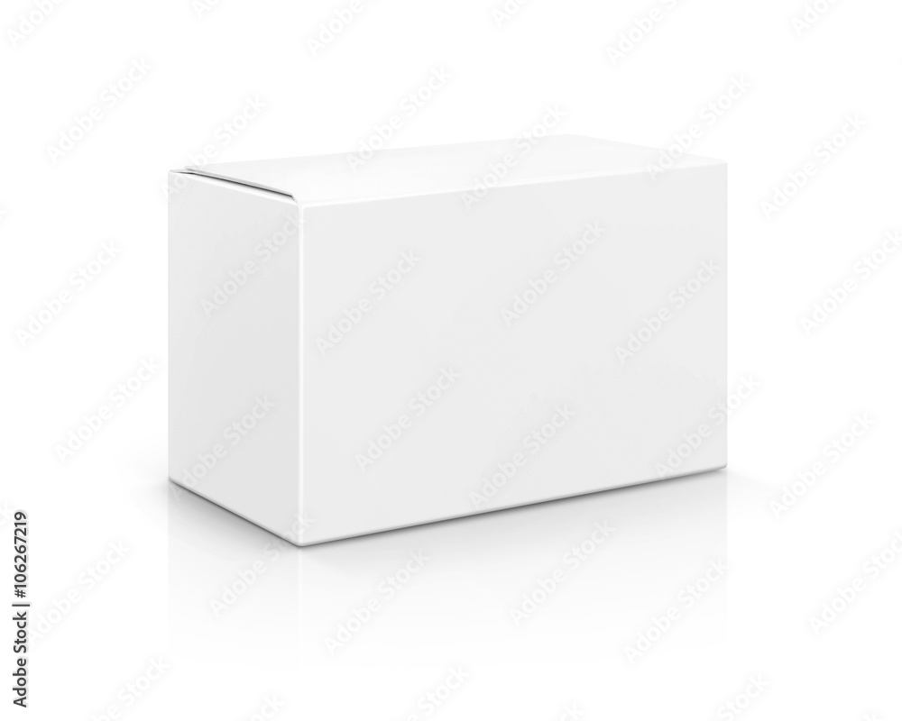 blank packaging white cardboard box isolated on white background - obrazy, fototapety, plakaty 