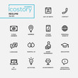Modern resume simple thin line design icons, pictograms set
