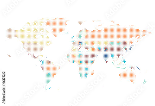 Foto Dotted World map of square dots