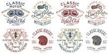 Vintage Classic Motorcycle Badges Collection Clean And Grunge 