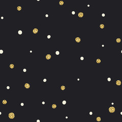 Aufkleber - Abstract Seamless Pattern on Black Background with White and Gol
