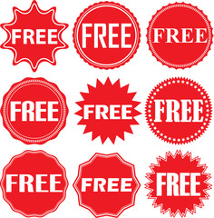 Free signs set, free sticker set, vector illustration