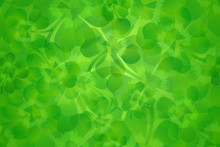 Fresh Green Four Leaf Clover / Shamrock For Luck As Seamless Pattern Background. Illustration For Saint Patrick's Day, Suitable For Greeting Card Background Texture.