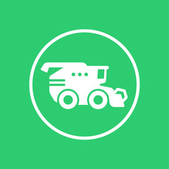 Wall Mural - Harvester round icon, harvester machine, grain harvester combine sign, vector illustration