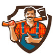 lumberjack vector logo. woodcutter or forester icon