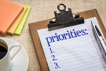 Wall Mural - priorities list on clipboard