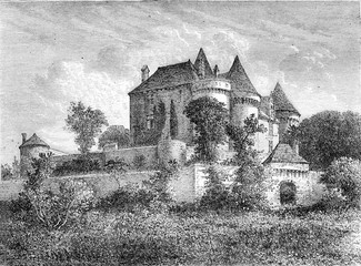 Wall Mural - The castle of Fenelon, vintage engraving.