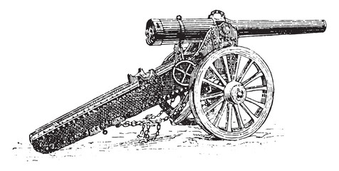 Wall Mural - Siege Cannon, vintage engraving.