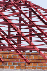 Canvas Print - structural steel beam on roof of building residential