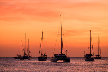 Wall Mural - Boat sunset