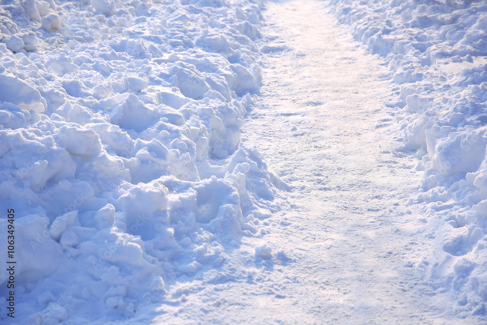 Snowy footpath background