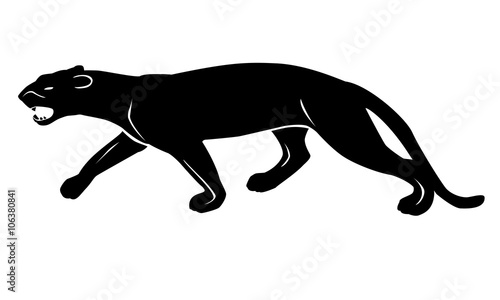 Motif Ou Logo Representant La Silhouette Noire D Une Panthere Noire Sur Fond Blanc Stock Vector Adobe Stock