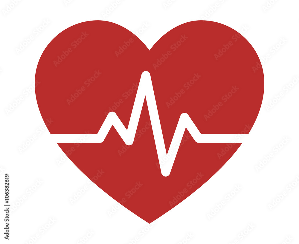 Heartbeat / heart beat pulse flat icon for medical apps and websites - obrazy, fototapety, plakaty 