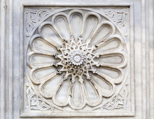 Ottoman-Turkish old marble carving with floral ornaments