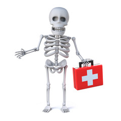 3d Skeleton arrives with first aid kit