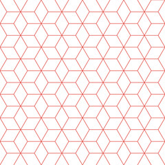 Red line cube pattern background. Vintage retro vector design element.